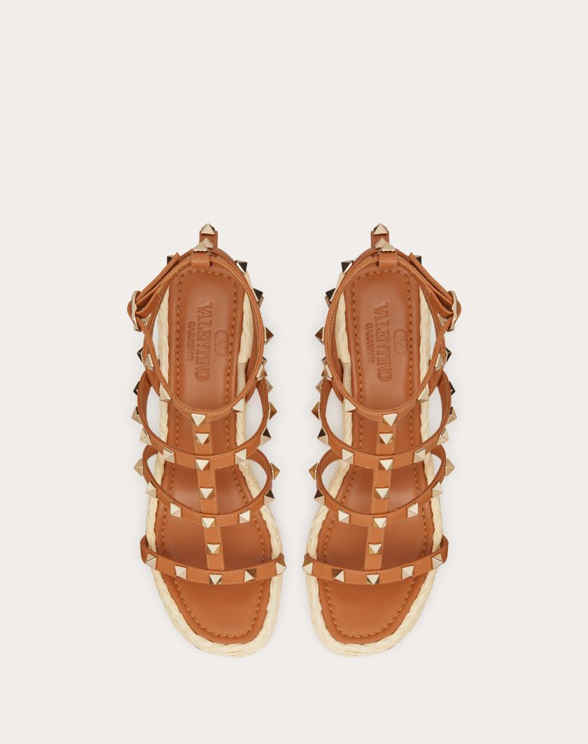 ROCKSTUD WEDGE SANDAL WITH CALFSKIN STRAPS 95MM - Image 3